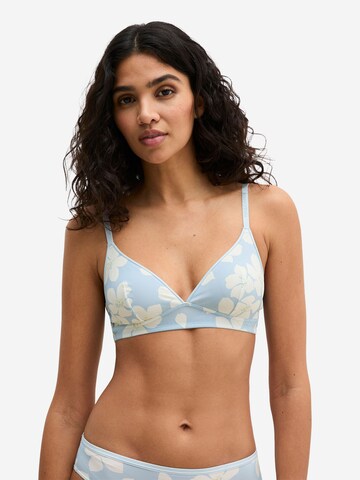 Marc O'Polo T-Shirt Bralette ' Poetic Bloom ' in Blau: Vorderseite