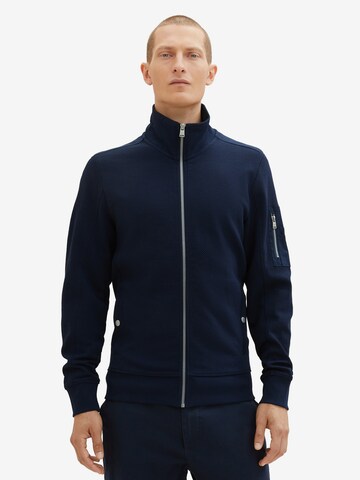 TOM TAILOR Zip-Up Hoodie in Blue: front