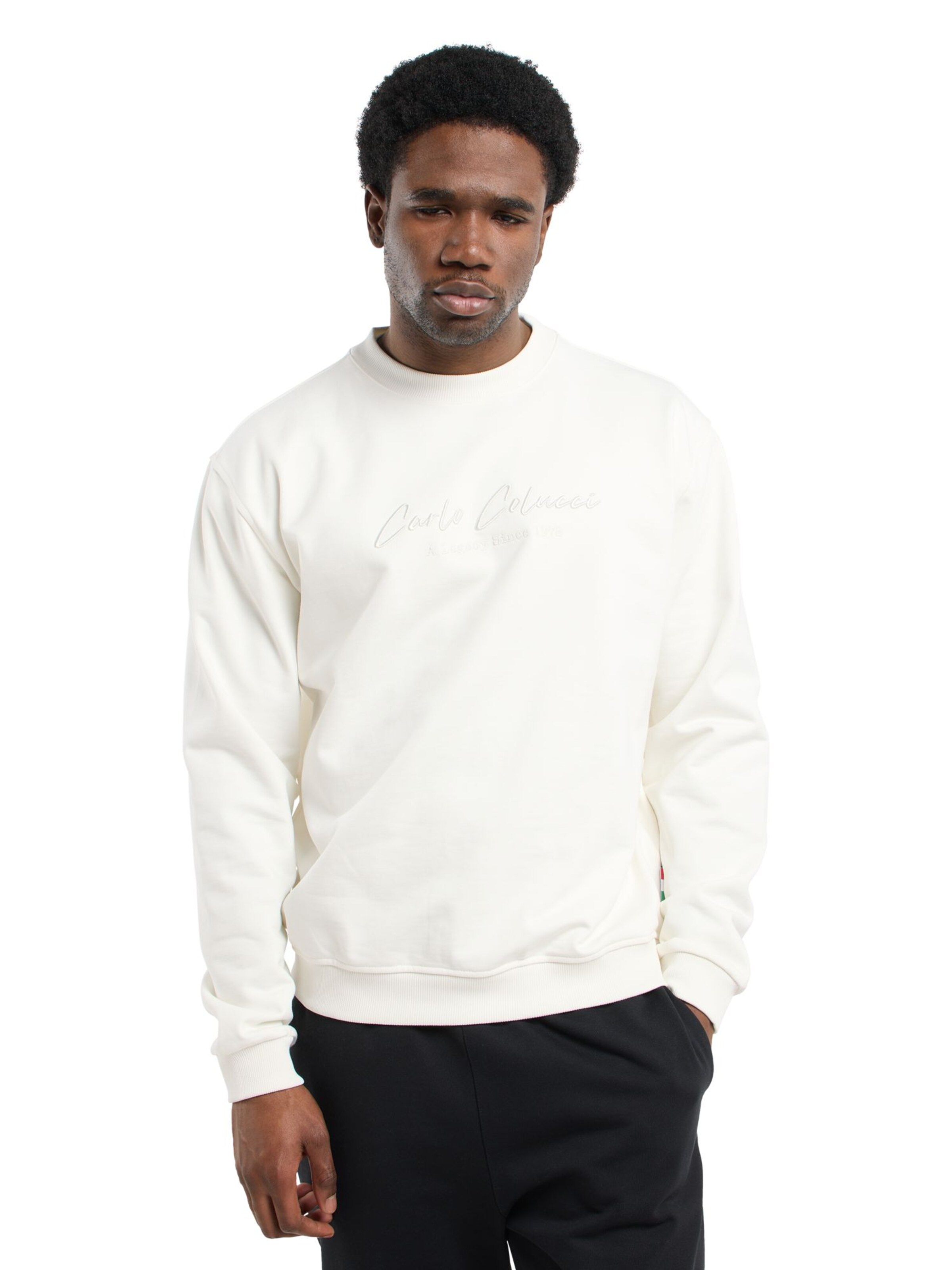 Carlo Colucci Sweatshirt in Wit: voorkant