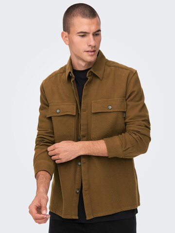 Only & Sons Regular Fit Skjorte 'Scott' i brun