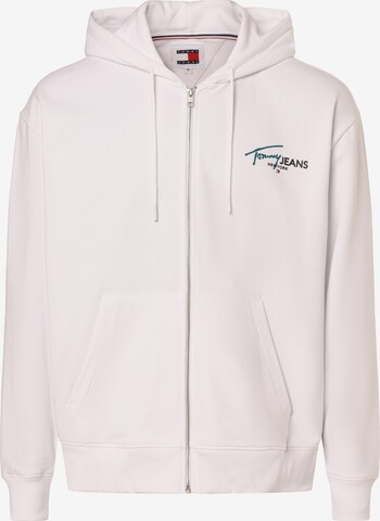 Tommy Jeans Zip-Up Hoodie in White: front