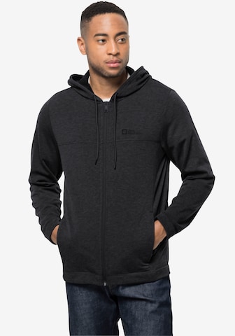 JACK WOLFSKIN Fleece jas in Zwart: voorkant