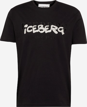 ICEBERG Тениска в черно: отпред