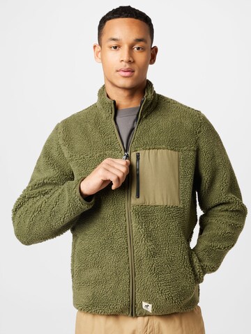 Fat Moose Fleece Jacket 'Hugh' in Green: front