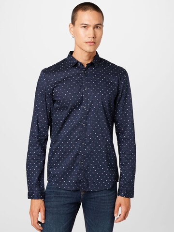 Coupe slim Chemise TOM TAILOR DENIM en bleu : devant