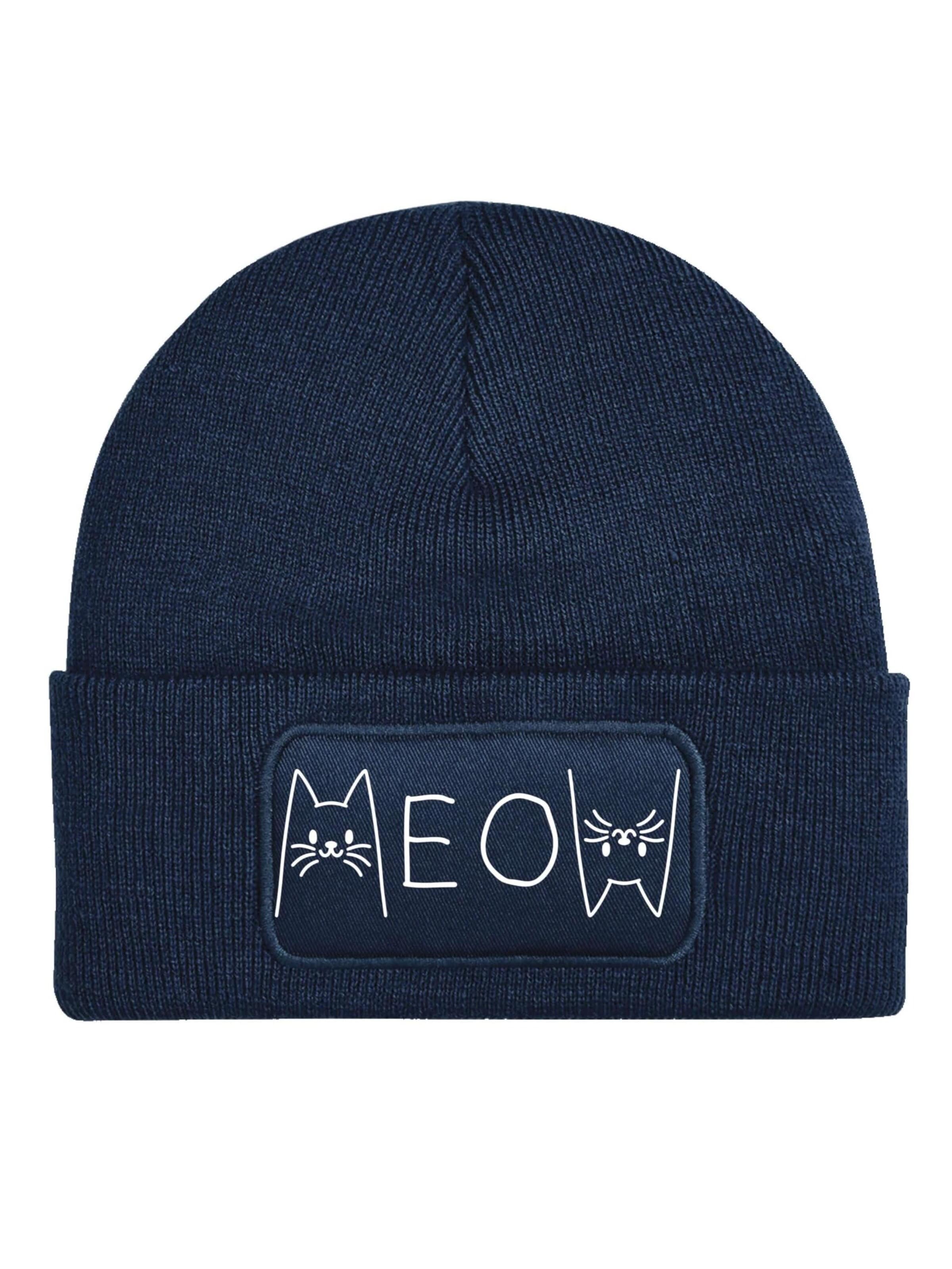 Youth Designz Mütze 'MEOW'‌‌‌‌‌‌ in Blau: Vorderseite