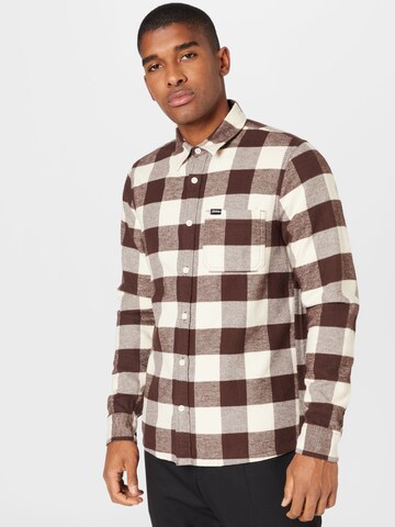 HOLLISTER Slim fit Button Up Shirt in Brown: front