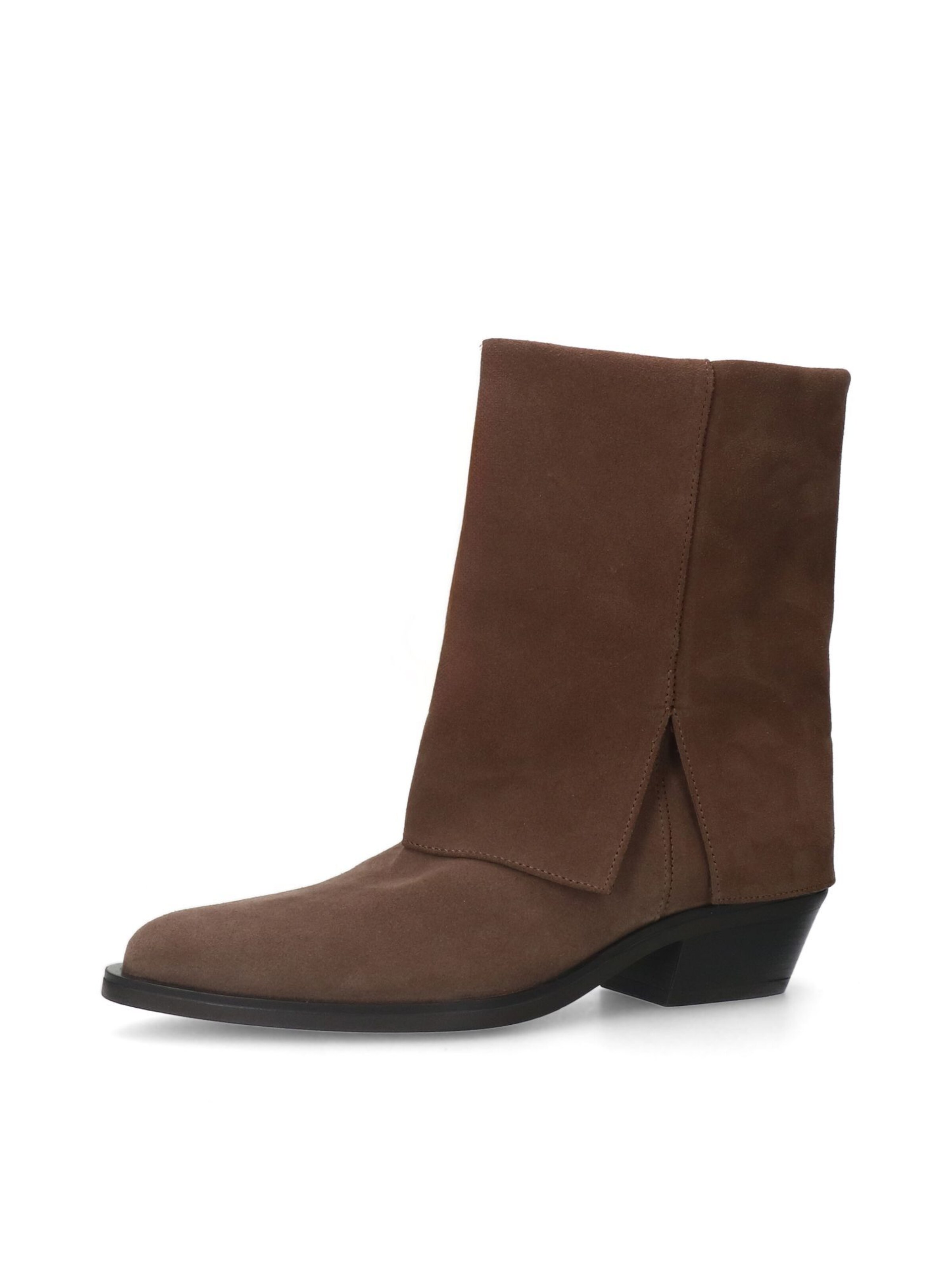 MANFIELD Bottes de cowboy en chocolat, Vue avec produit