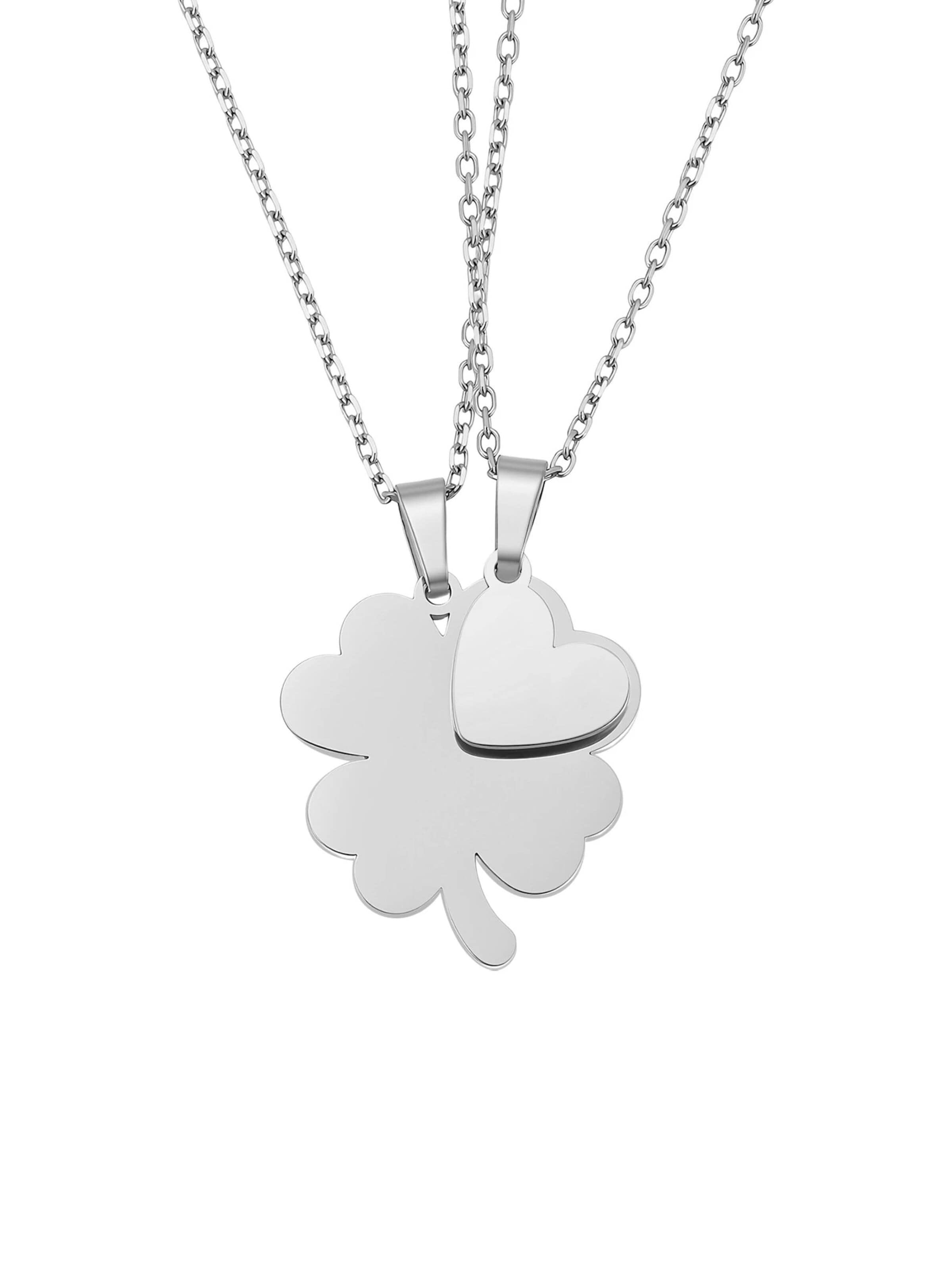 Chaîne 'Interlocking Clover & Heart' Hey Happiness en argent