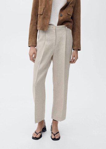 MANGO Regular Pleat-Front Pants 'Brunoli' in Beige: front
