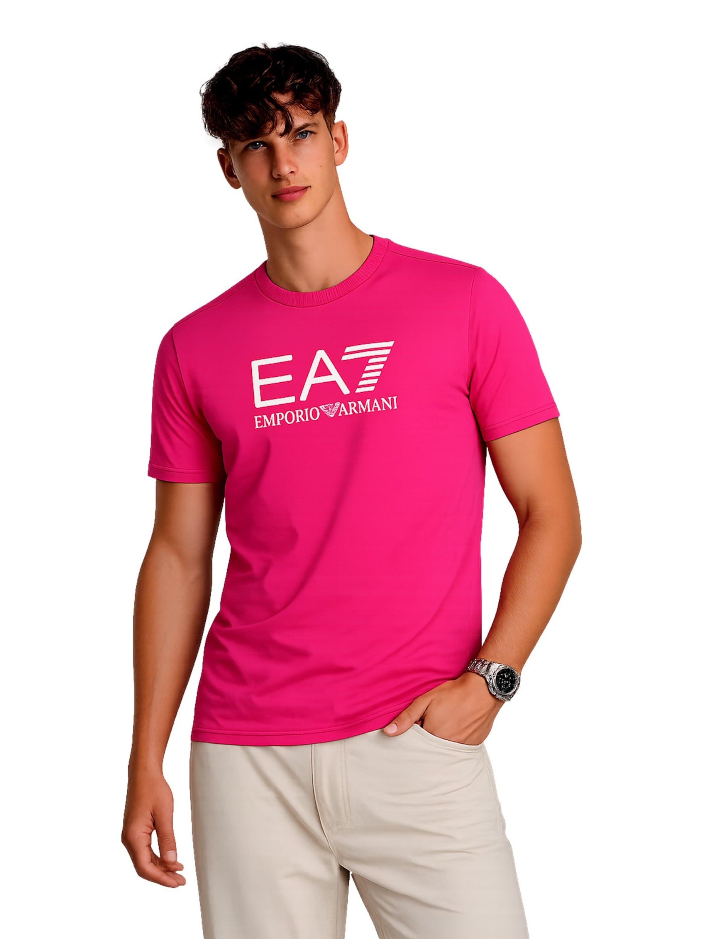 T-Shirt EA7 Emporio Armani en rose : devant