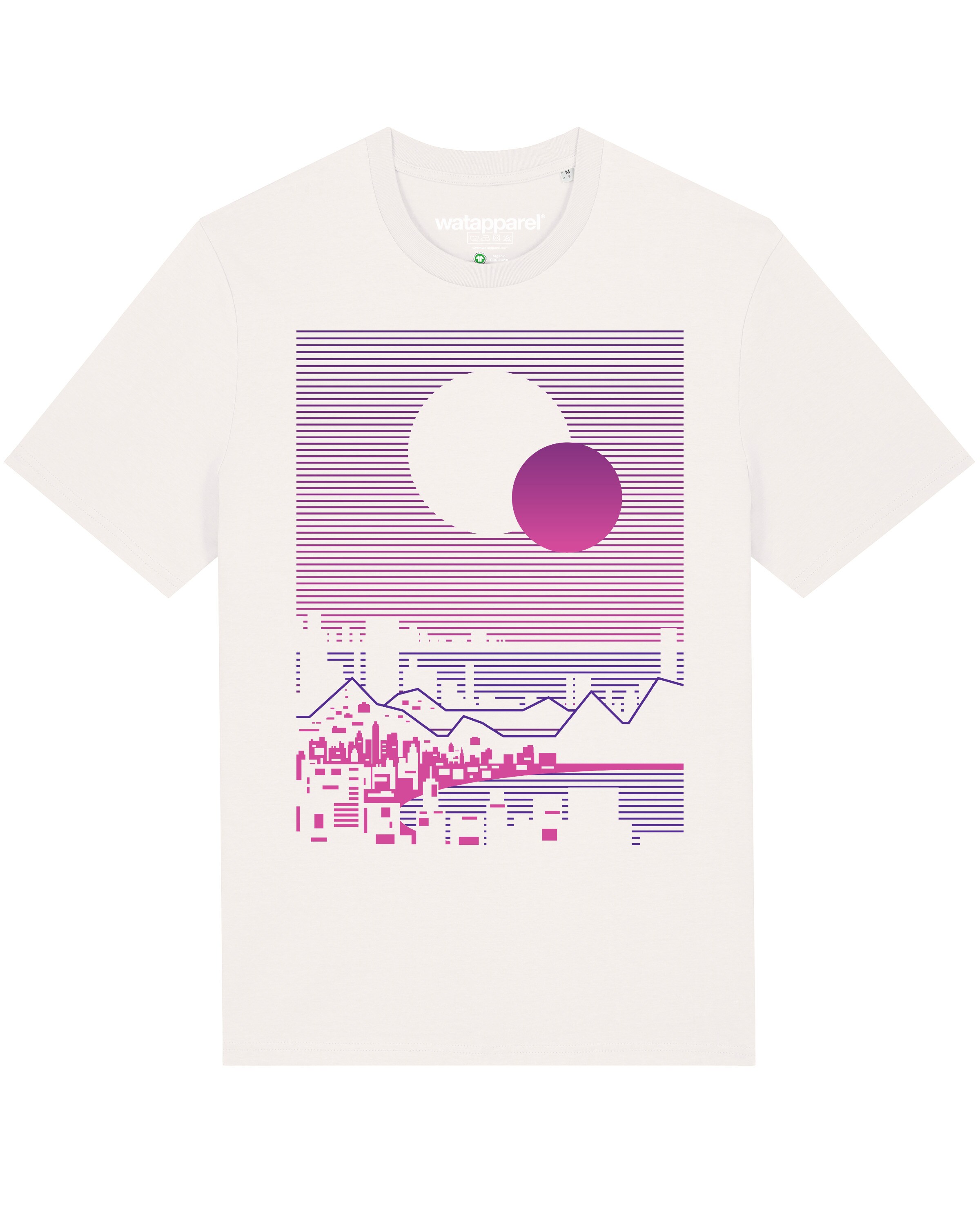 T-Shirt ' Sun and Moon Skyline ' Watapparel en blanc : devant