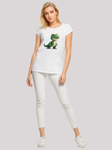 F4NT4STIC Shirt 'Süßer grüner Dino' in White