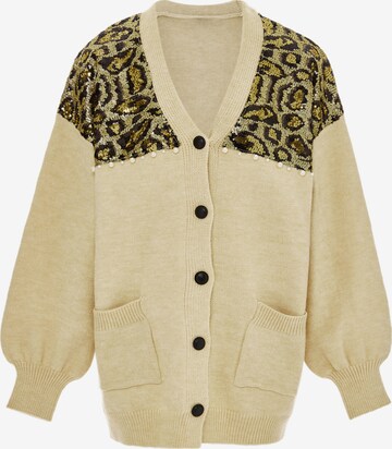 IMANE Knit Cardigan in Beige: front