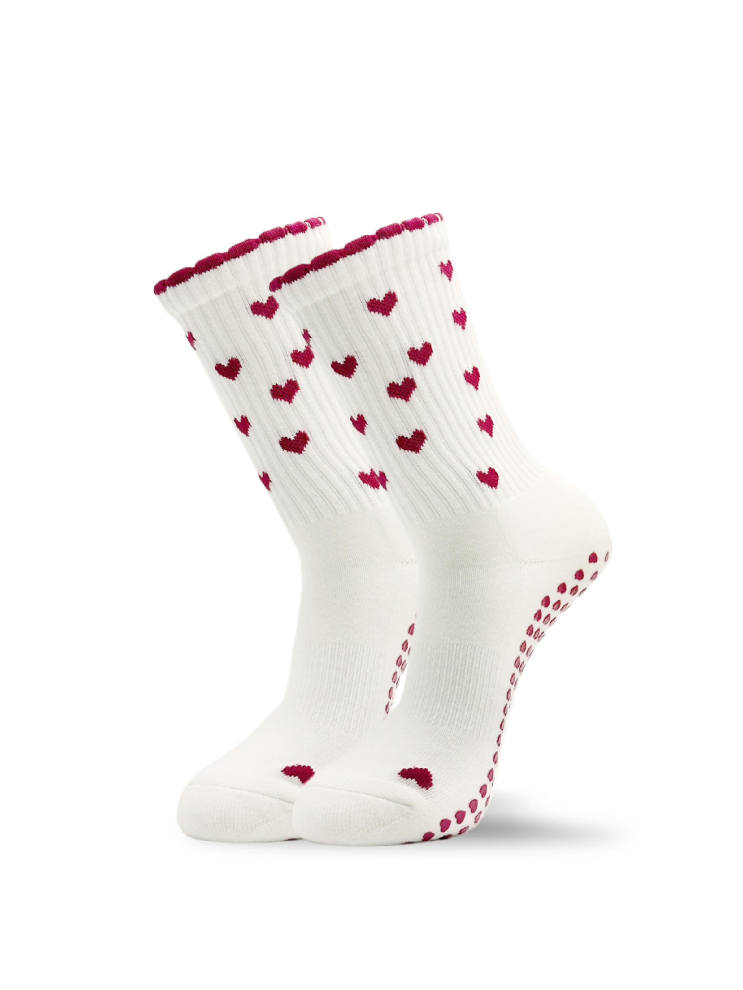 grippyglow Athletic Socks 'Pilates Socken aus Baumwolle - Ruffle Heart - (2er Pack)' in Mixed colors: front