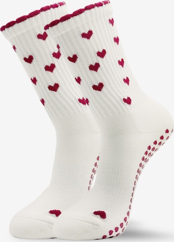 grippyglow Sportsocken 'Pilates Socken aus Baumwolle - Ruffle Heart - (2er Pack)' in Mischfarben: Vorderseite