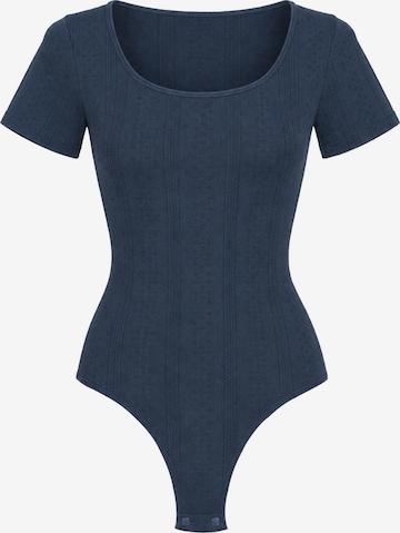 cfab - Body moldeador 'T-Shirt Bodysuit Sculpting Shapewear with String' en azul: frente