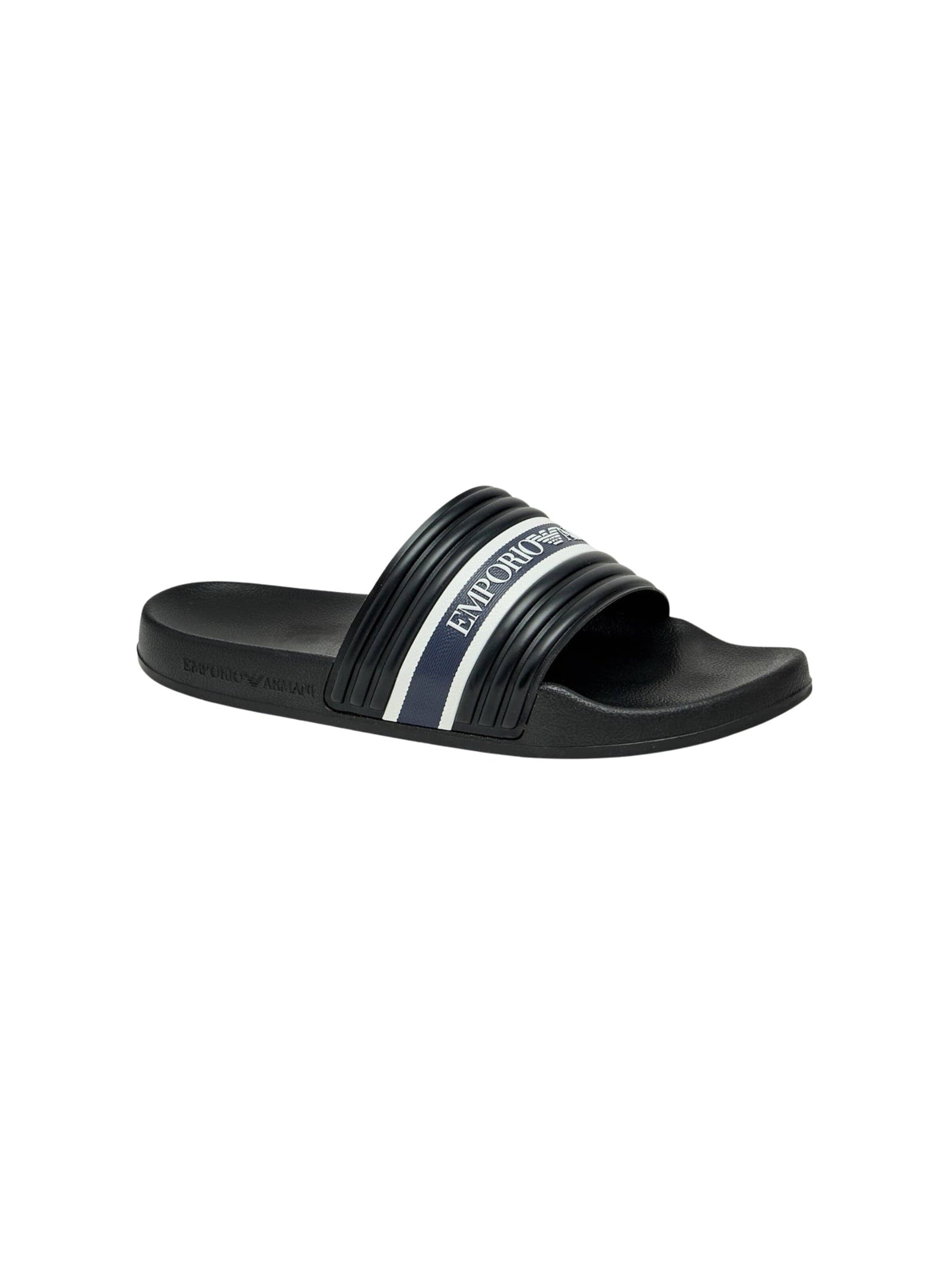 Emporio Armani Muiltjes 'Logotape PVC Sliders' in Zwart