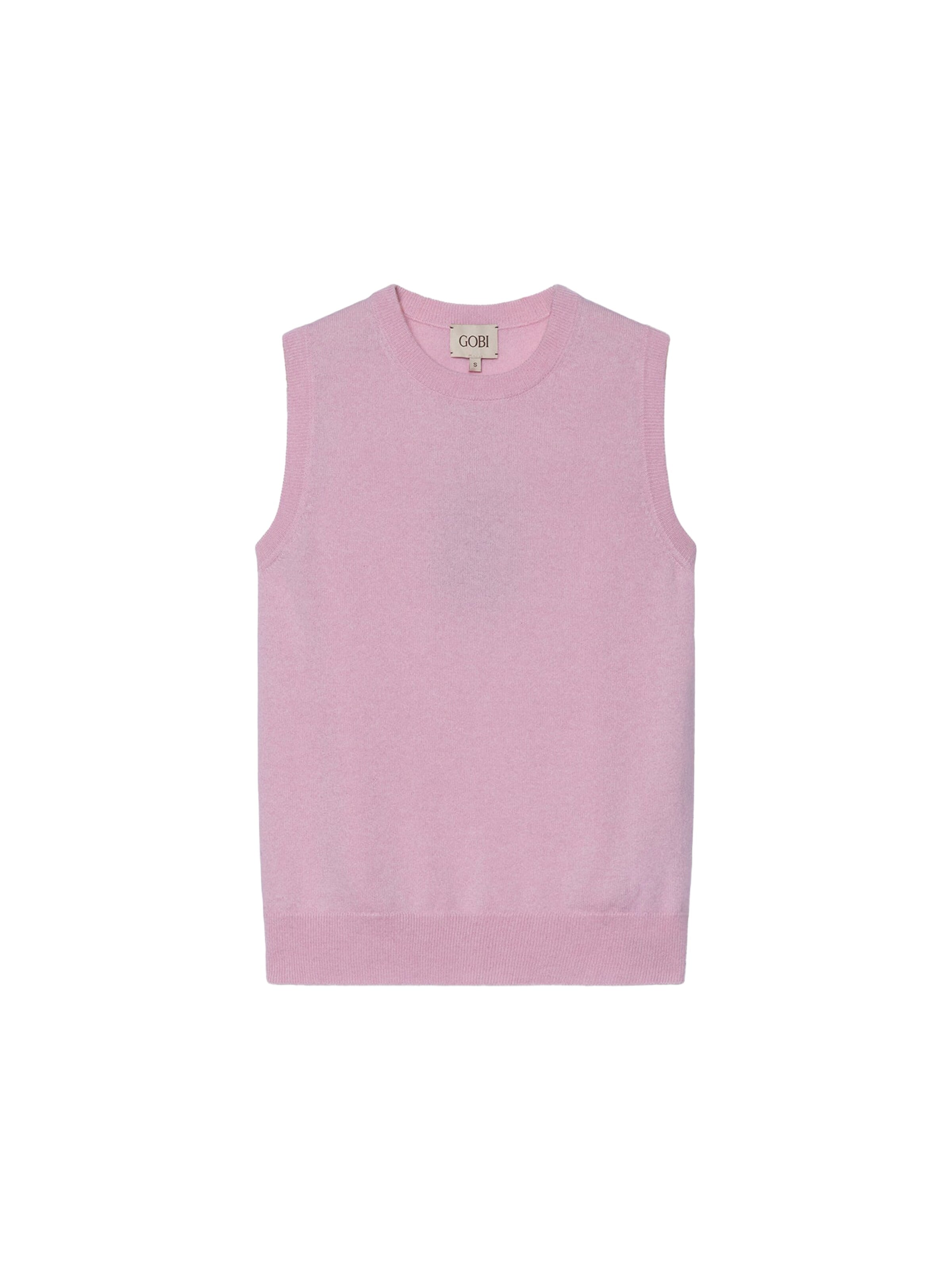 GOBI Cashmere Stickad väst 'Women's Timeless Cashmere Crewneck Vest' i S i rosa, Produktvy