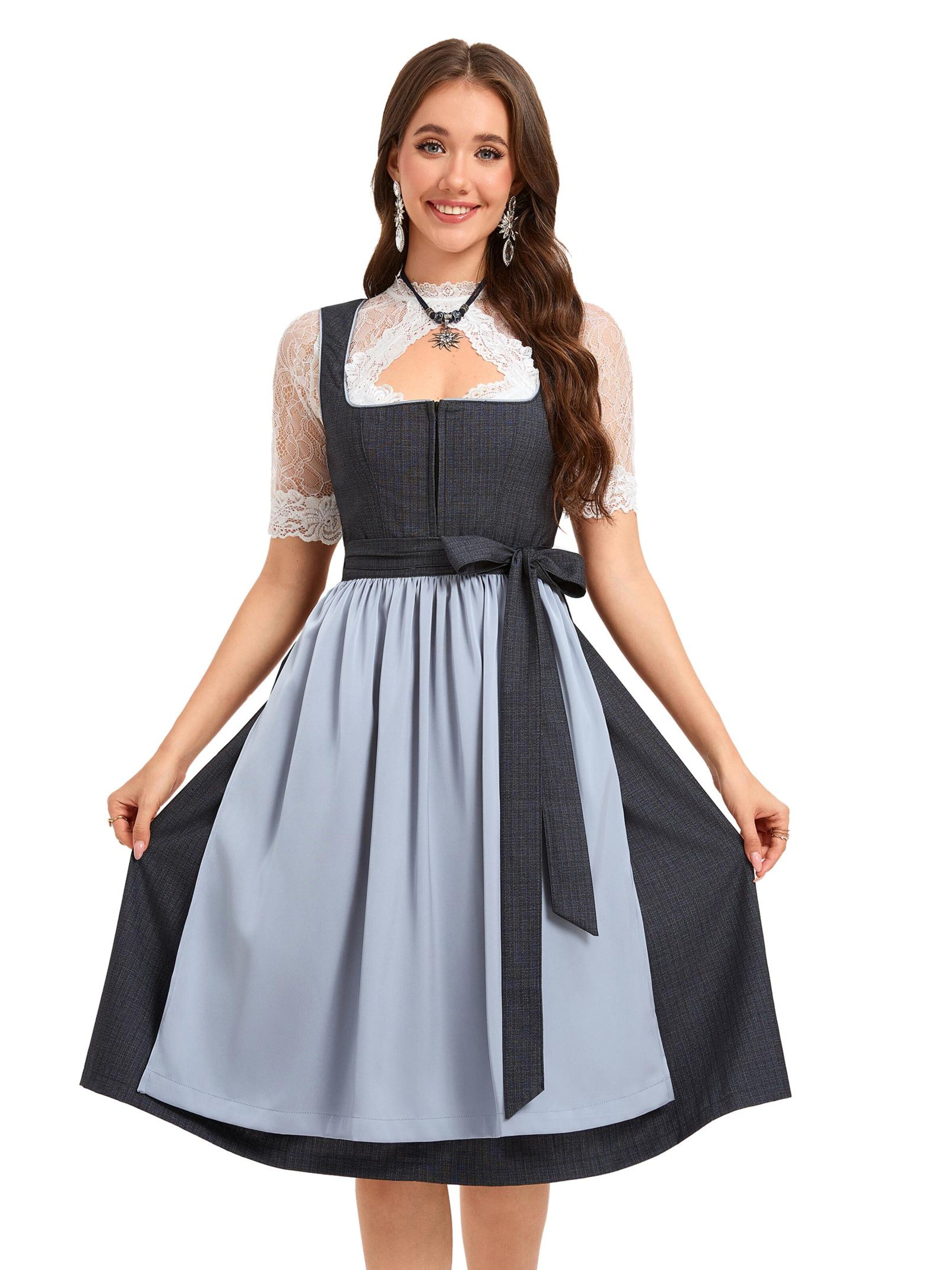 Yesfashion Dirndl‌‌ in Grau: Vorderseite