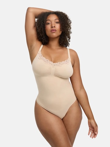 cfab (formerly creamy fabrics) Shaping Bodysuit in Beige: front