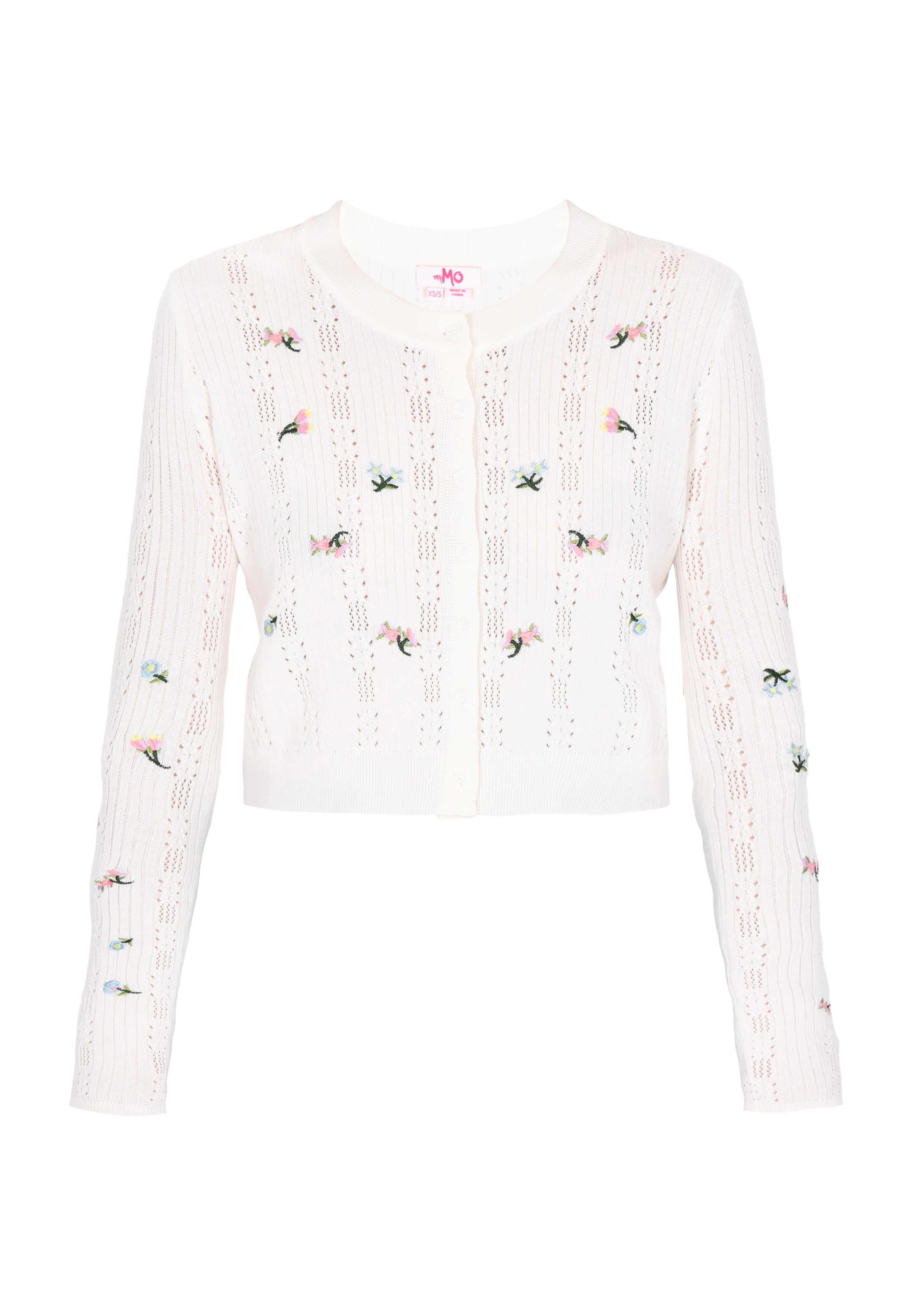 MYMO Πλεκτή ζακέτα σε λευκό: μπροστά