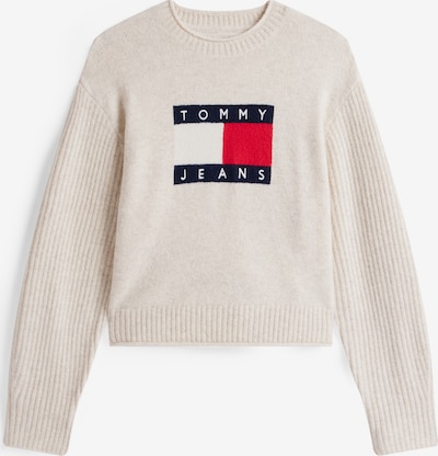 Tommy Jeans Pulover u bež melange / morsko plava / crvena / bijela, Pregled proizvoda