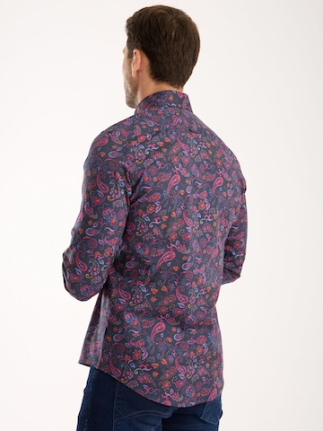 Slim fit Camicia business 'Donatello Iconic Poplin Stretch Man Shirt Blue Pink' di 7Camicie in blu