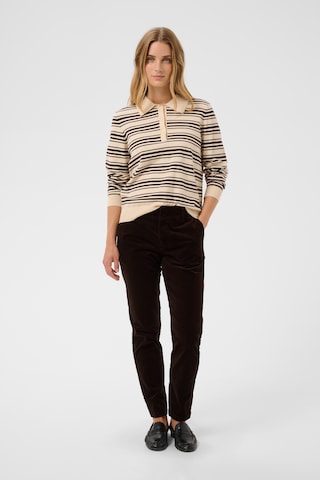 Coupe slim Pantalon Part Two en marron : devant