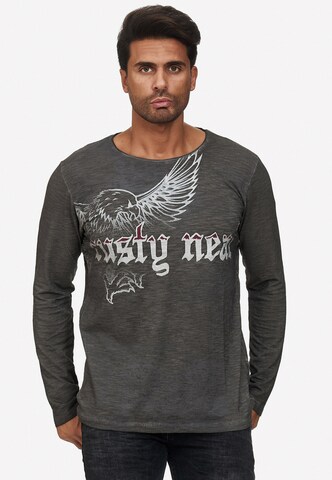 Rusty Neal Langarmshirt mit coolem Front-Print in Grau: predná strana