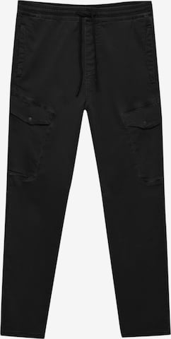 Pull&BearSlimfit Cargo hlače - crna boja: prednji dio
