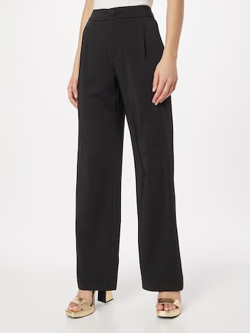 Misspap - Perna larga Calças com pregas em preto: frente