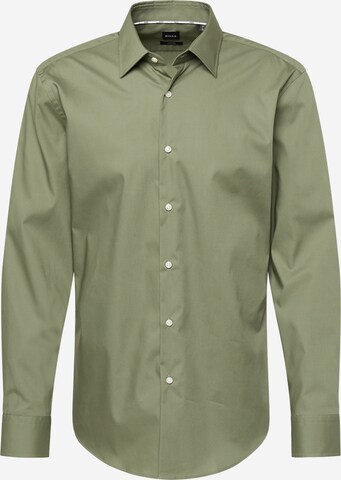 BOSS Button Up Shirt 'H-Hank' in Green: front