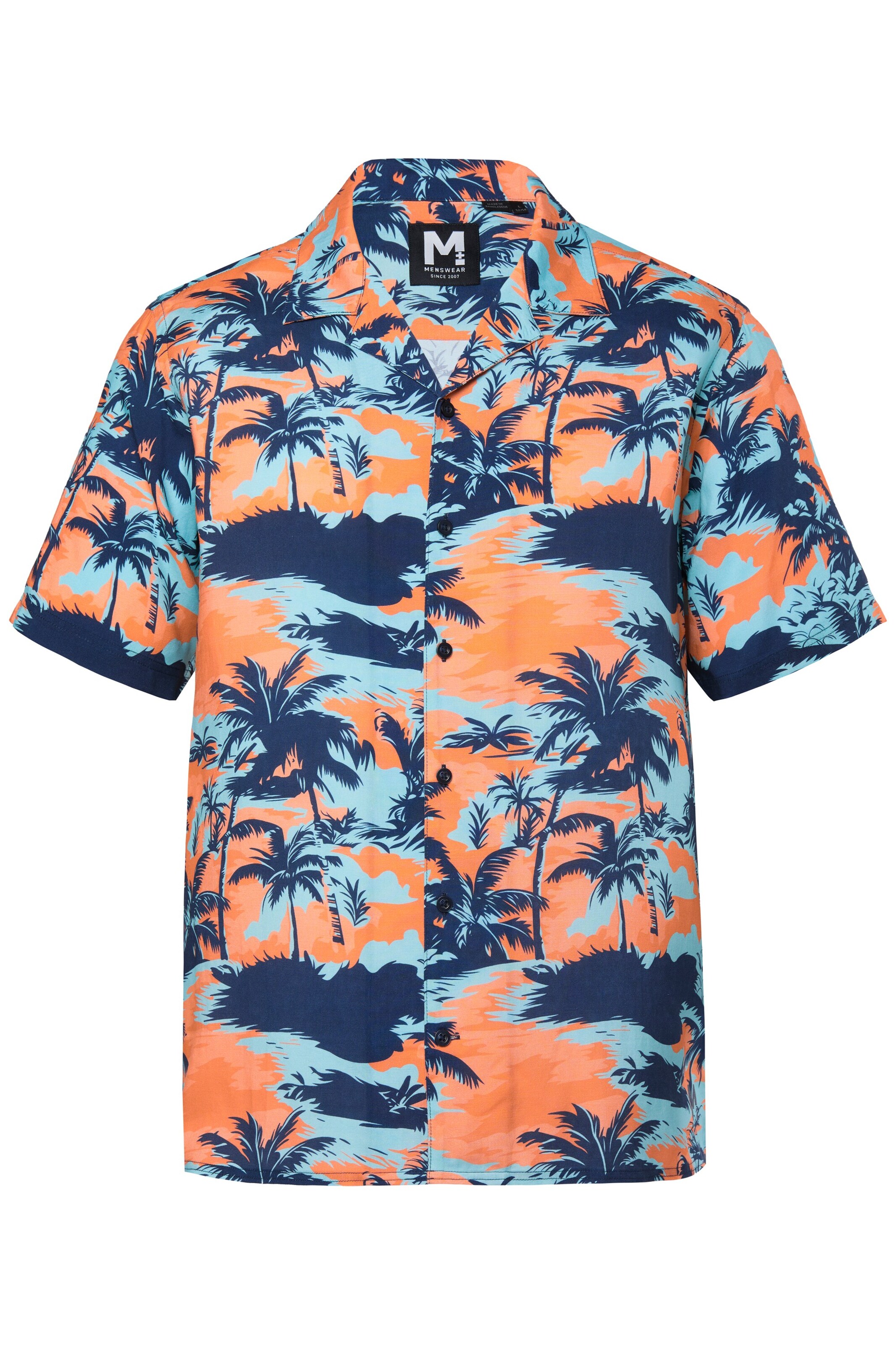 Men Plus Overhemd in de kleur Blauw / Mintgroen / Koraal, Productweergave