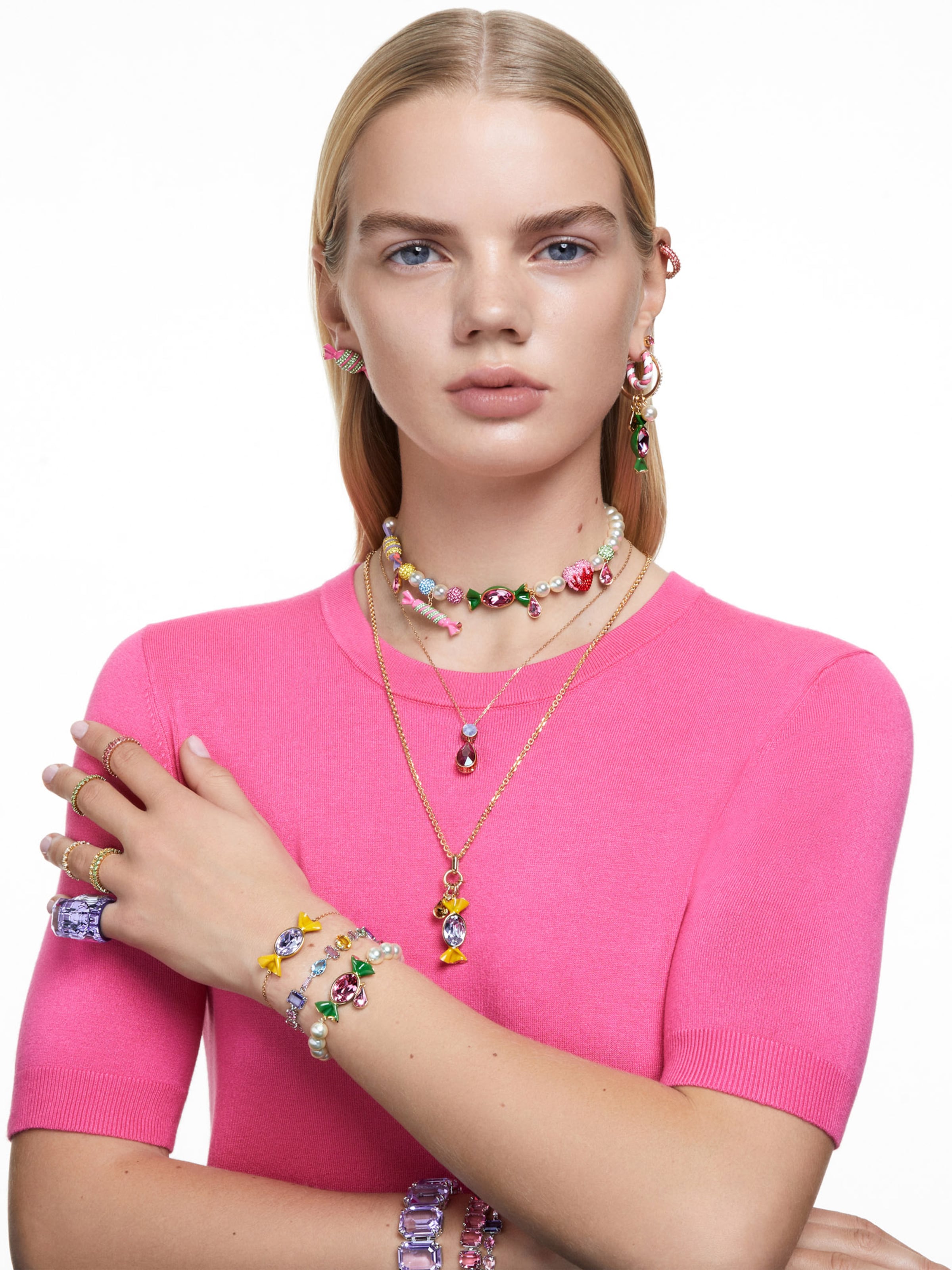 Swarovski Σκουλαρίκια 'Matrix' σε ροζ