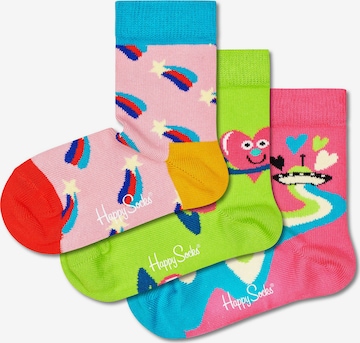 Happy Socks Sokken 'Hearts and Stars' in Groen: voorkant