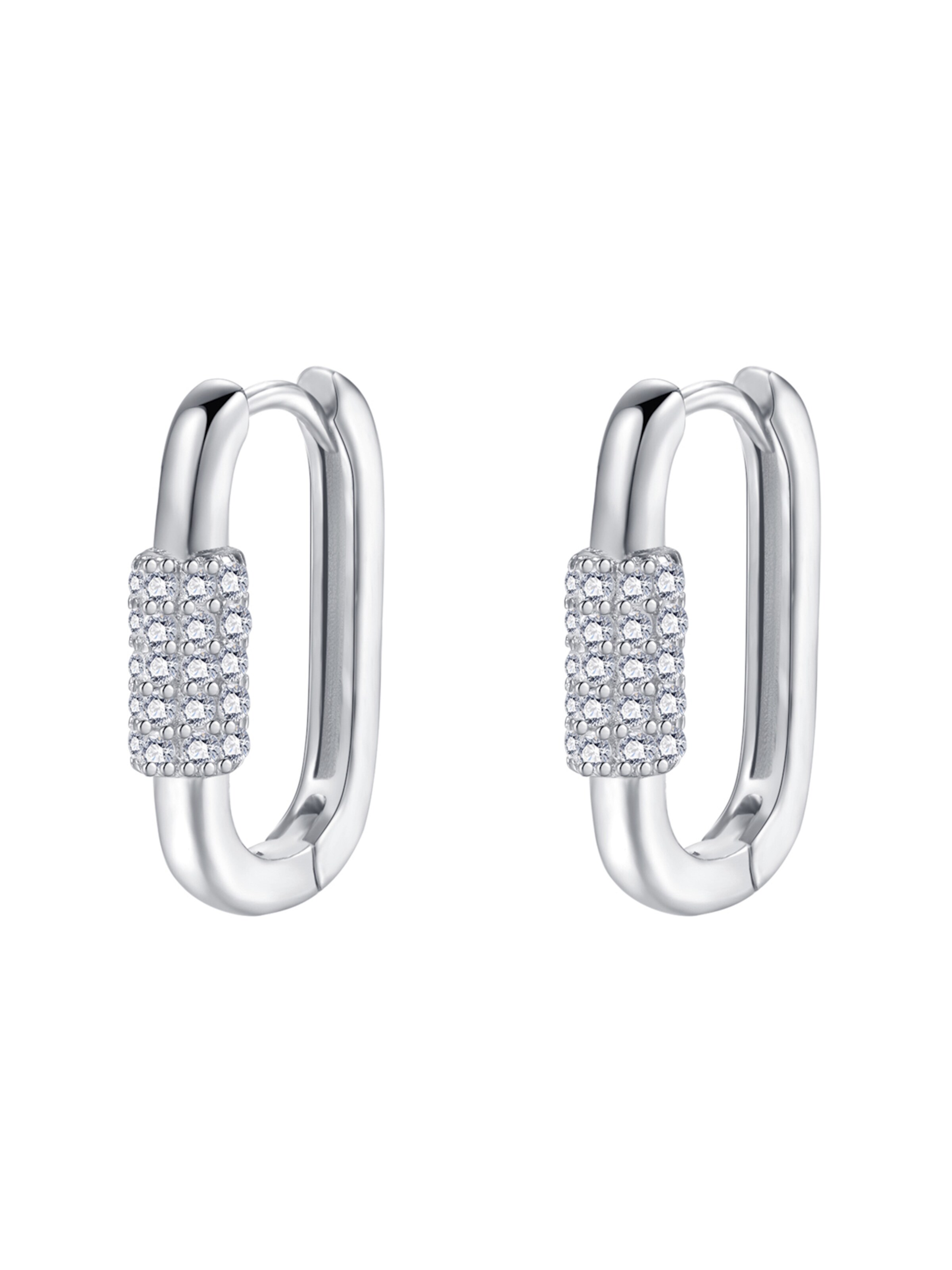 Hey Happiness Ohrringe 'Carabiner'‌‌‌‌ in Silber: Vorderseite