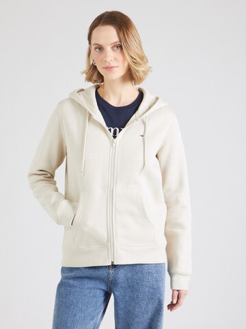 Tommy Jeans Ζακέτα φούτερ 'TJW REG S FLAG ZIP THRU' σε μπεζ: μπροστά