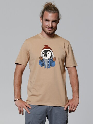 Watapparel Shirt ' Pinguin ' in Beige: voorkant