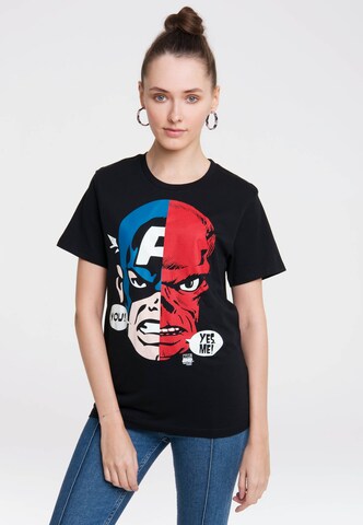 LOGOSHIRT T-Shirt 'Captain America And Red Skull Faces' in Mischfarben: predná strana