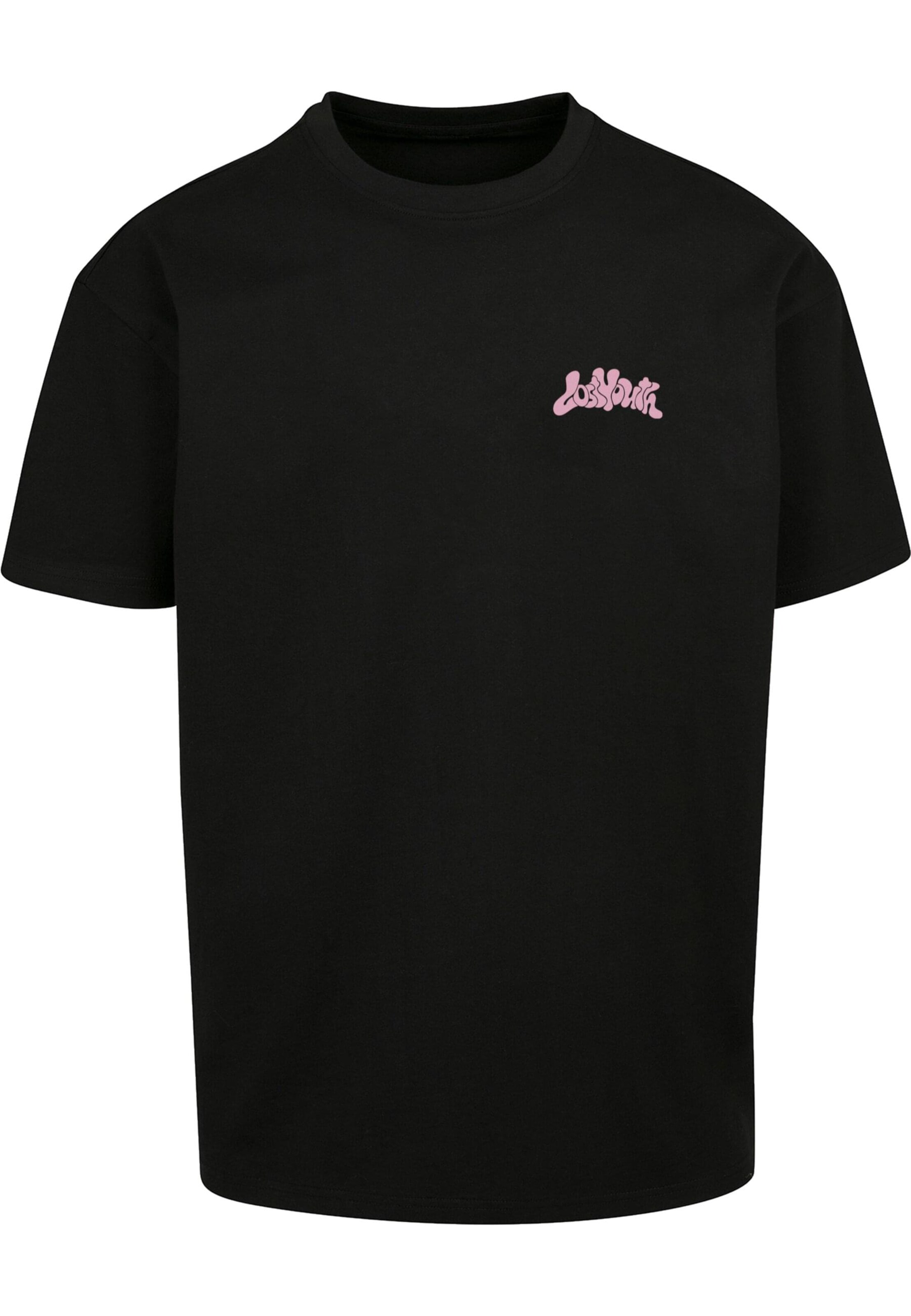 Lost Youth - Camisa 'Flower Waves' em preto: frente