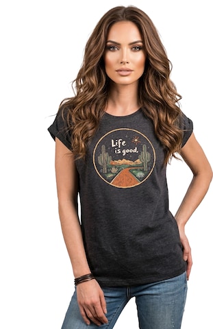 MAKAYA Shirt 'Life is good' in Grey: front