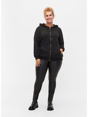 Zizzi Sweatjacke 'Emana' in Schwarz