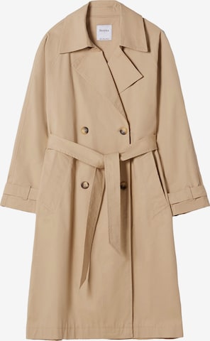 Bershka Between-Seasons Coat in Beige: front