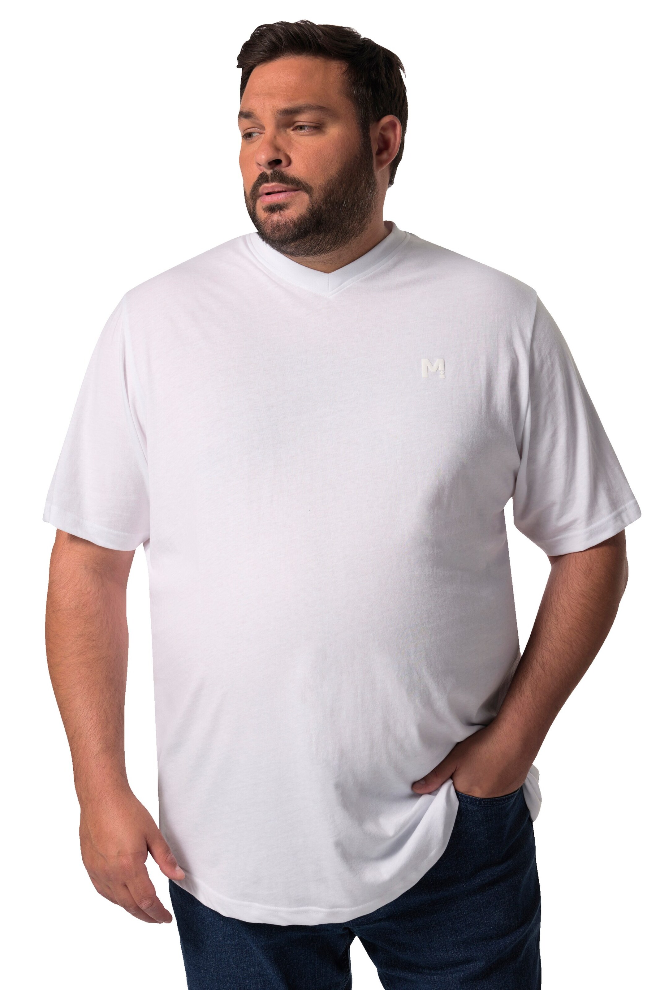 Men Plus Shirt in White: front