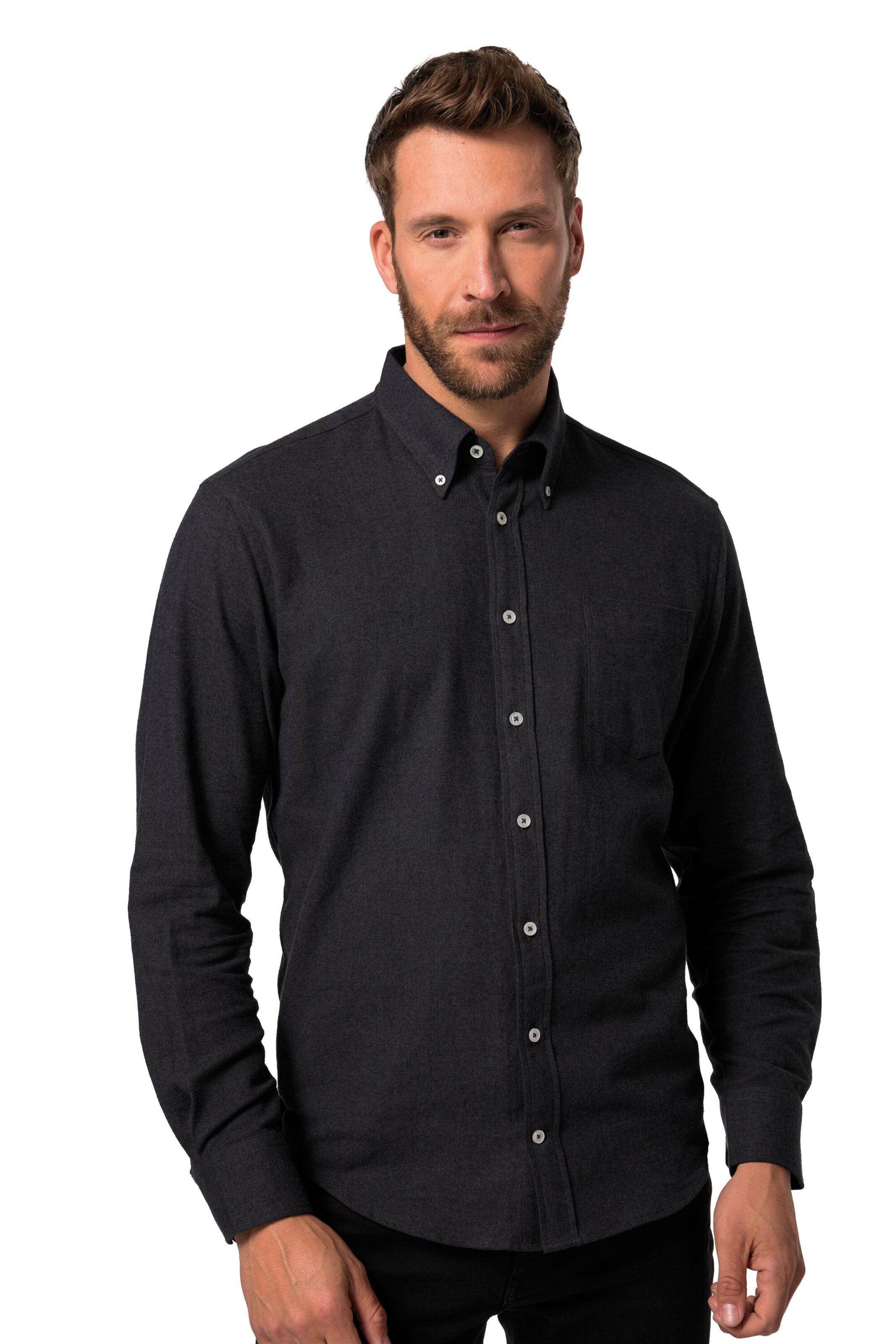 JP1880 Regular Fit Hemd in Schwarz: Vorderseite