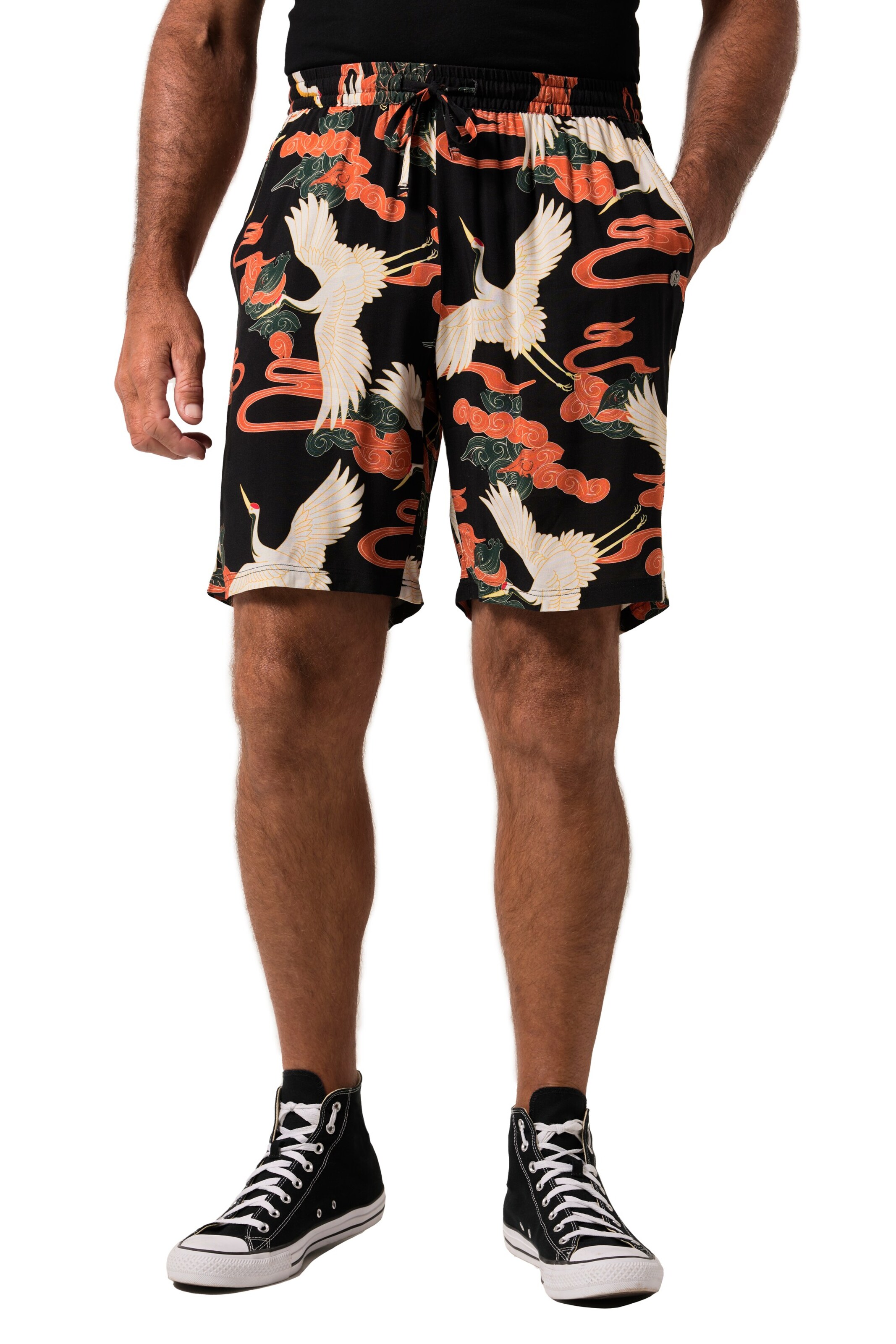 JP1880 Wide Leg Shorts in Schwarz: Vorderseite