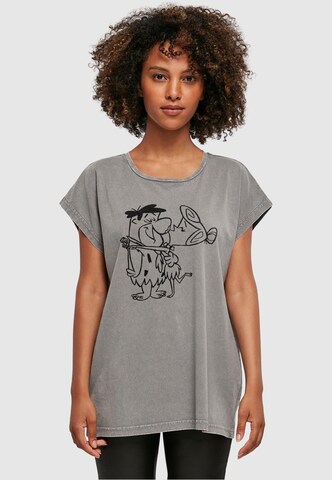 ABSOLUTE CULT T-Shirt 'The Flintstones - Fred And Wilma Kiss' in Grau: predná strana