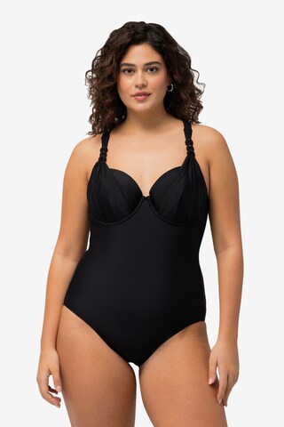 Ulla Popken T-shirt Swimsuit in Black: front