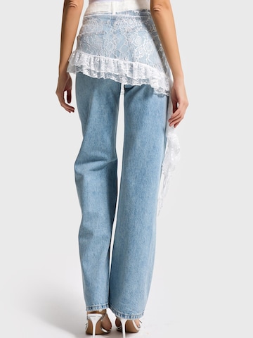 IT'S BASIC Regular Jeans 'LACE STRAIGHT HIGH RISE JEANS' in Blauw